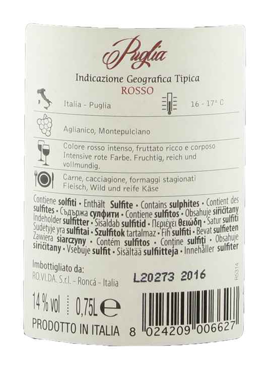 
                  
                    Ripa Sotto-Rosso della Puglia I.G.T.
                  
                