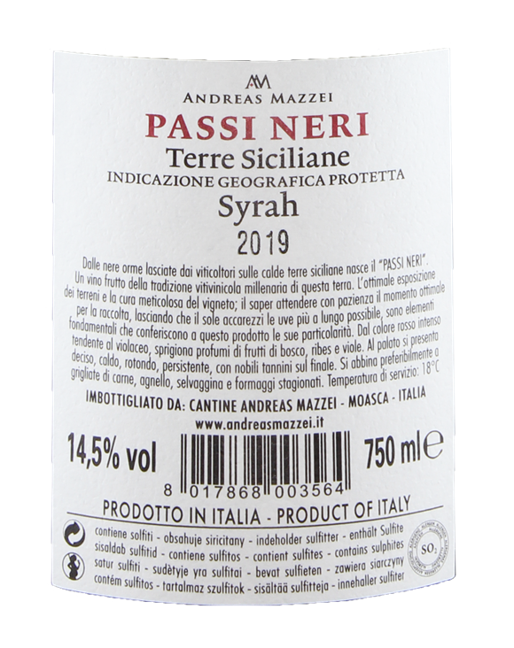 
                  
                    Syrah Terre Siciliane IGP Cantina Andreas Mazzei ´Passi Neri´
                  
                